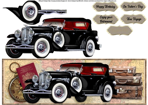 Old Timers Vintage Car Large DL Card 4 (multi-use)