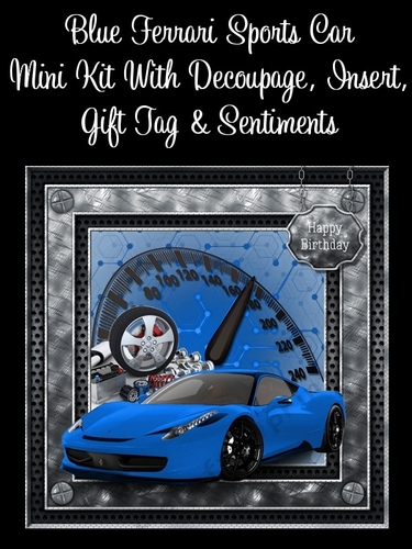 Blue Ferrari Sports Car 8x8 Mini Kit
