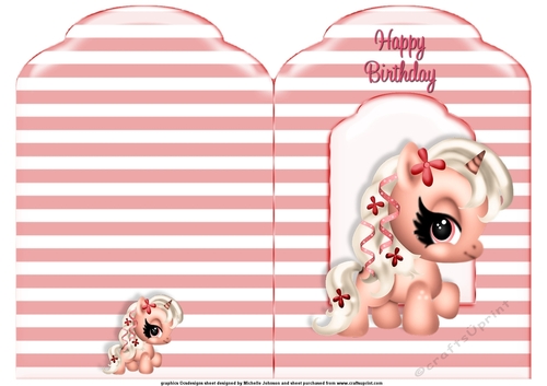 Pink Unicorn Scalloped Top Quick Card