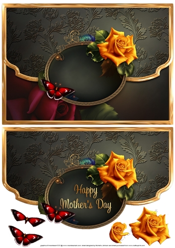 Hot Roses Mothers Day Fancy Edge Envelope Card