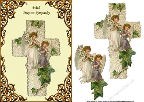 Vintage Cross And Angels Card Front