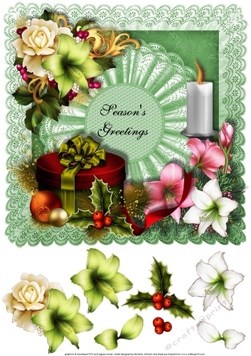8x8 christmas presents and winter flowers card