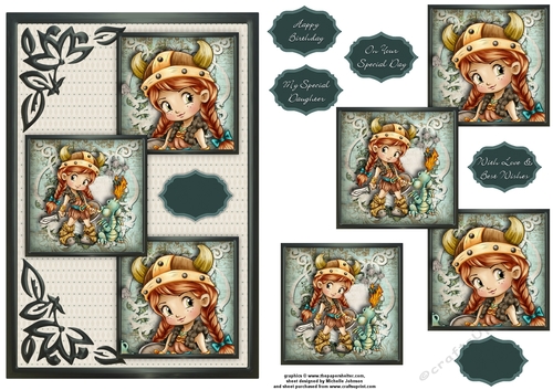 My Special Little Dragon Army Three Square Quick Card