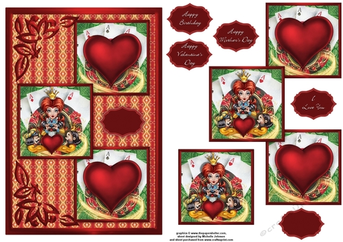 Queen Of Hearts Three Square Quick Card
