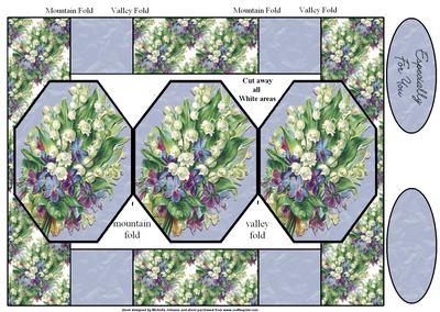 Vintage Snowdrops Bouquet Octagon Pop-up Card