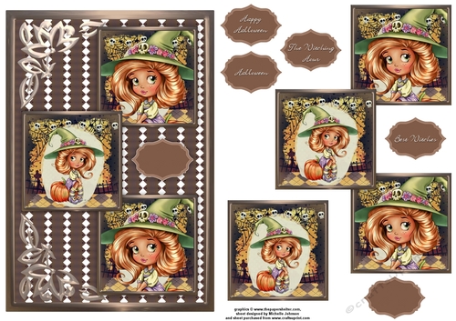 My Adorable Little Witch Three Square Quick Card