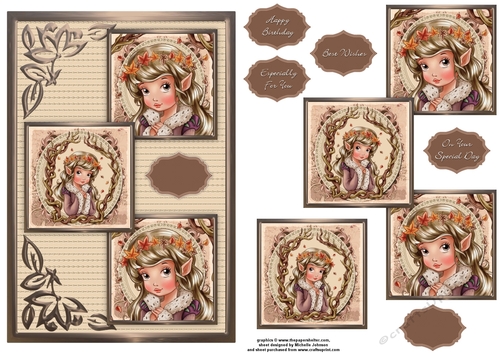 Lady Of Falling Leaves Three Square Quick Card