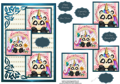 Im A Pandacorn Three Square Quick Card