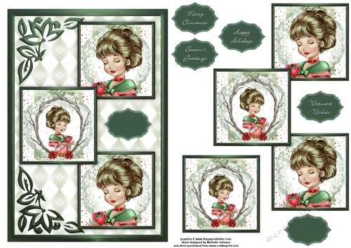 Heart Of Christmas Three Square Quick Card