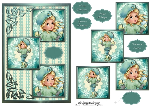Snowball Fight Three Square Quick Card