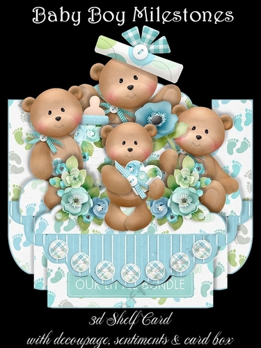 Baby Boy Milestones 3D Shelf Card Kit With Card Box