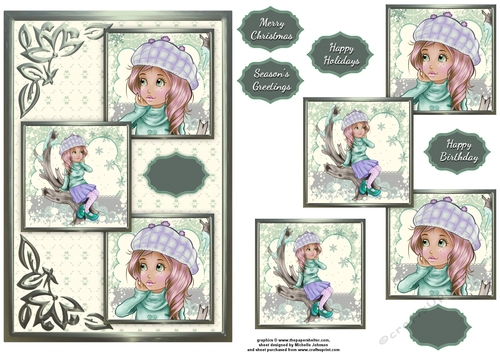 Snowflakes Three Square Quick Card