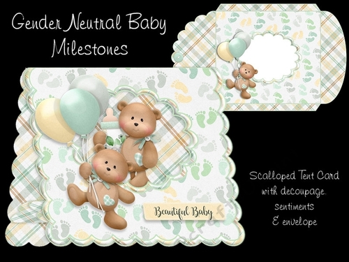 Gender Neutral Baby Milestones Scalloped Tent Card