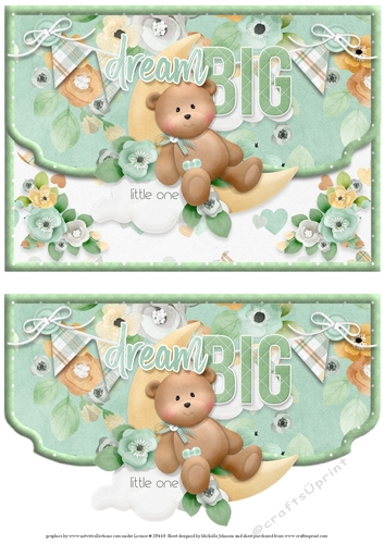 Dream Big Gender Neutral Fancy Edge Faux Envelope Card