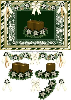 Christmas Candles Quick Card Front with Decoupage