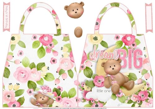 Baby Girls Dream Big Shaped Hand Bag Card
