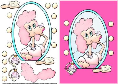 Poodle Princes Quick Card Front with Decoupage