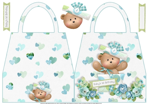 Baby Boy1st Birthday Shaped Hand Bag Card