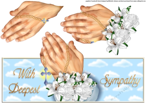 Praying Hands, Lilies And Roses Over the Top Large Card