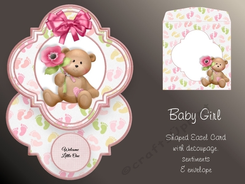Baby Girl Milestones Shaped Easel Card