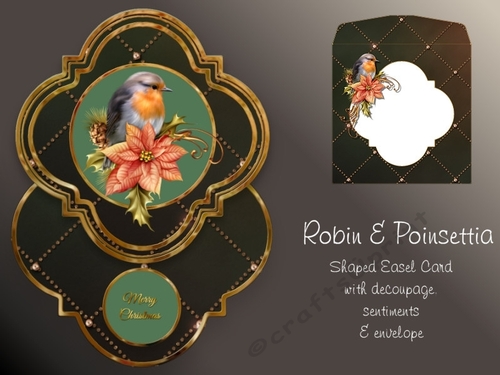 Robin & Poinsettia Shaped Easel Card Kit