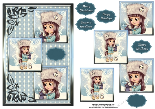 Penguin Friends Three Square Quick Card