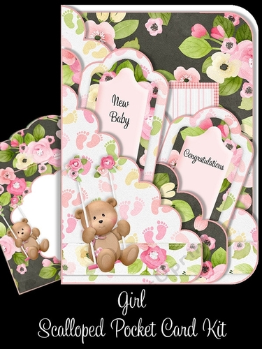 Girl Milestones Scallop Pocket Card Kit with Envelope