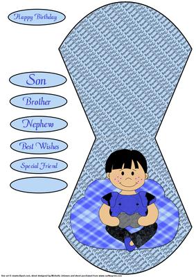 Gaming Boy Wobble Card Also Has Matching Step by Step