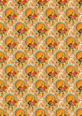 Vintage Fan and Flowers Background