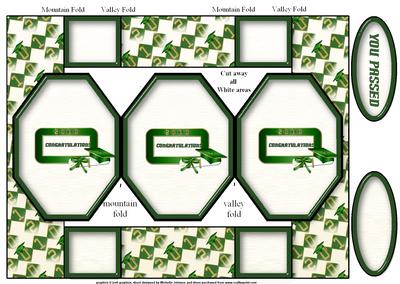 Graduation Octagon Pop-up Card Green