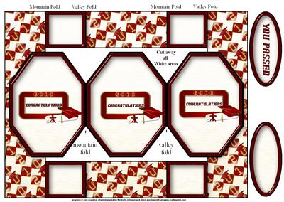Graduation Octagon Pop-up Card Red