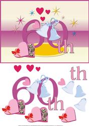 60th Wedding Anniversary Quick Card Front with Decoupage