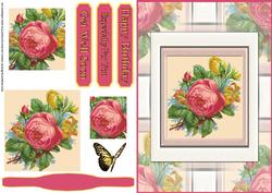 Vintage Floral Rose and Frame Quick Card Front with Pyramage