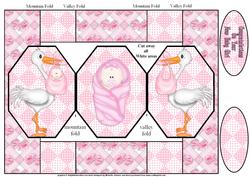 New Baby Girl Octagon Shaped Folded Pop-up Card