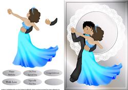 Dancers Blue Dress Quick Card Front with Decoupage
