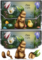 Easter Animals Fancy Edge Faux Envelope Card