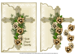 Sympathy Cross 1 Scalloped Edge Faux Envelope Card