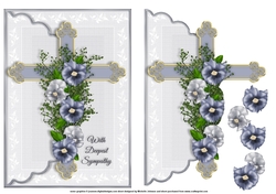 Sympathy Cross 2 Scalloped Edge Faux Envelope Card