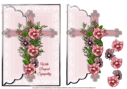 Sympathy Cross 3 Scalloped Edge Faux Envelope Card
