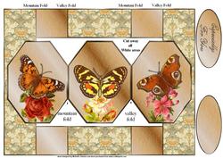 Vintage Butterflies Octagon Folded Pop-up Card