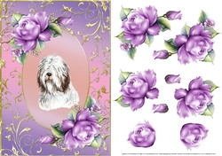 Old English Sheepdog Dog And Roses Card Front