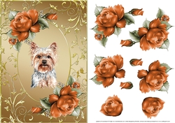 Yorkshire Terrier Dog And Roses Card Front