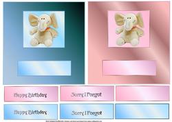 Two Cute Elephant Card Front Toppers