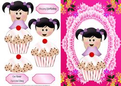 Cute Cupcake Quick Card Front with Decoupage