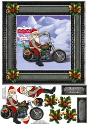 Oh What Fun It Is To Ride Biker Santa Card Front