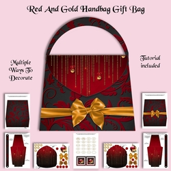 Red And Gold Handbag Gift Bag Kit