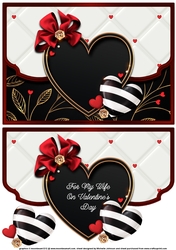 Black & White Valentines Faux Envelope Card Wife