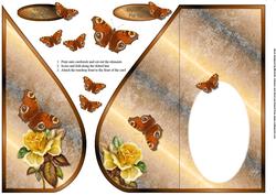 Vintage Rose and Butterfly Teardrop Card