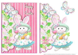 Easter Bunny Girl Scalloped Edge Envelope Card
