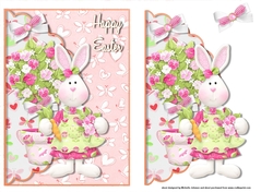 Easter Bunny Girl 3 Scalloped Edge Envelope Card